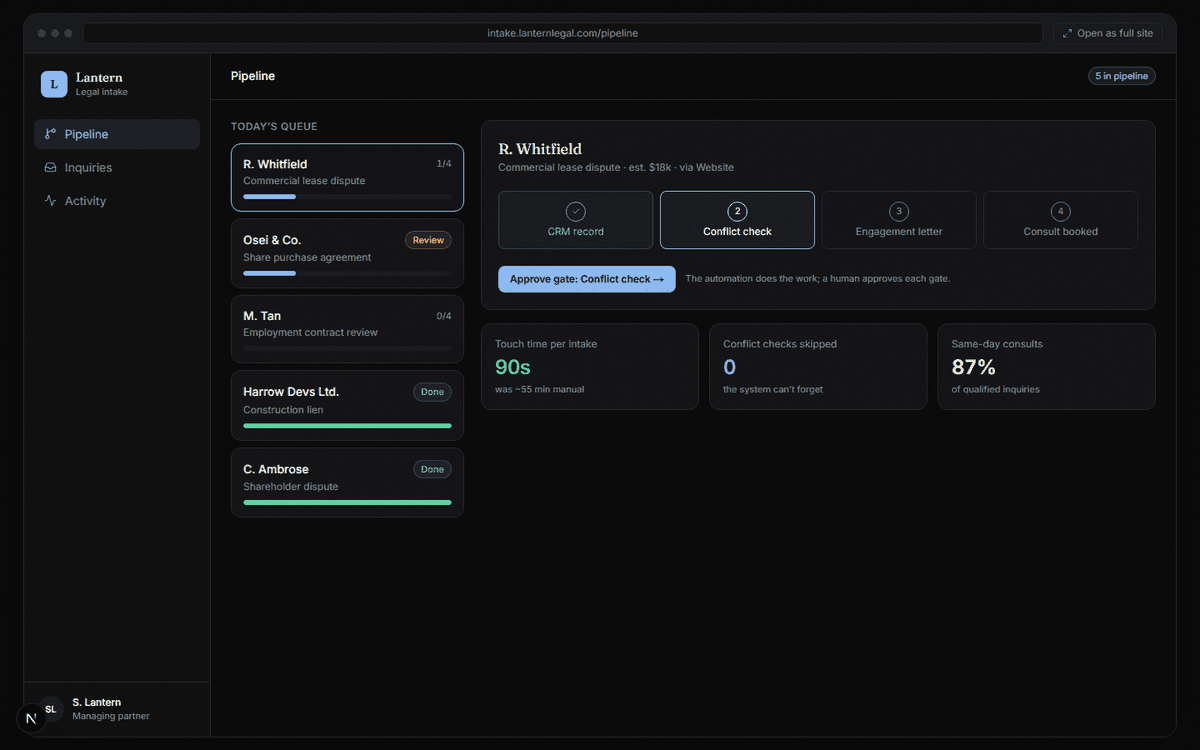 Lantern Intake Automation preview